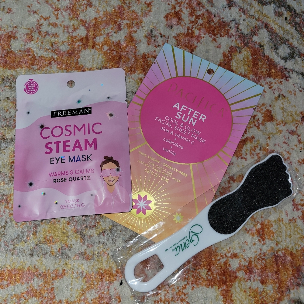 Face masks and a pedi scrubber!